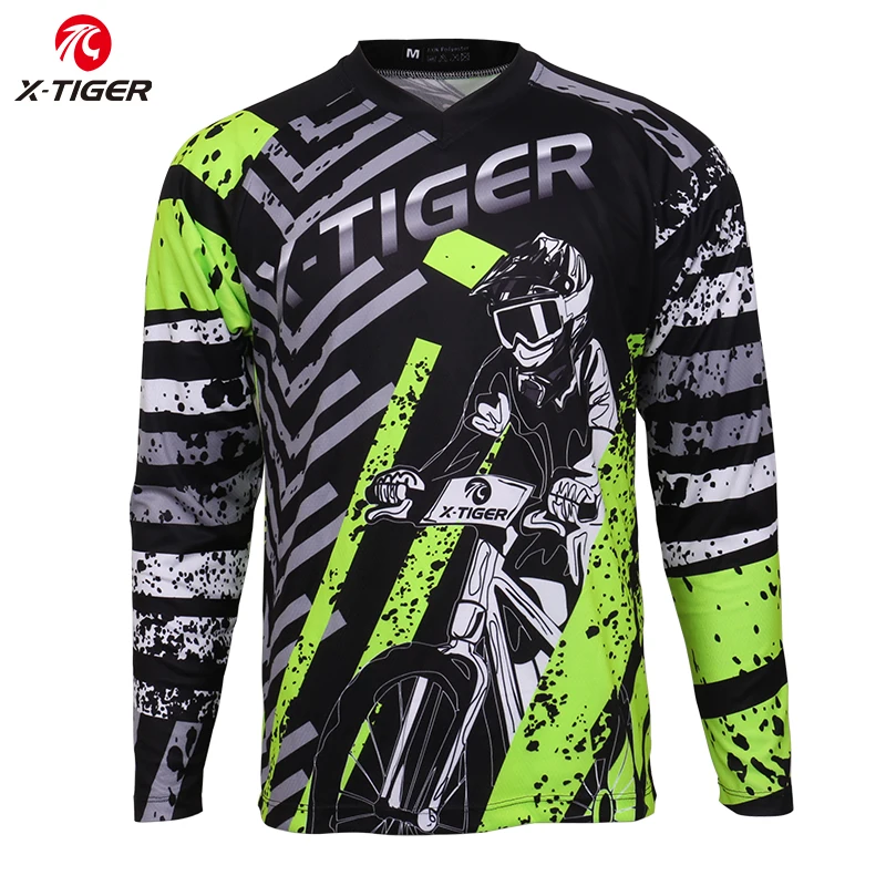 X-Tiger с длинными рукавами нижние трикотажные изделия куртка для скоростного спуска полиэстер велосипедные майки Джерси для горного велосипеда DH рубашка велосипедная спортивная одежда