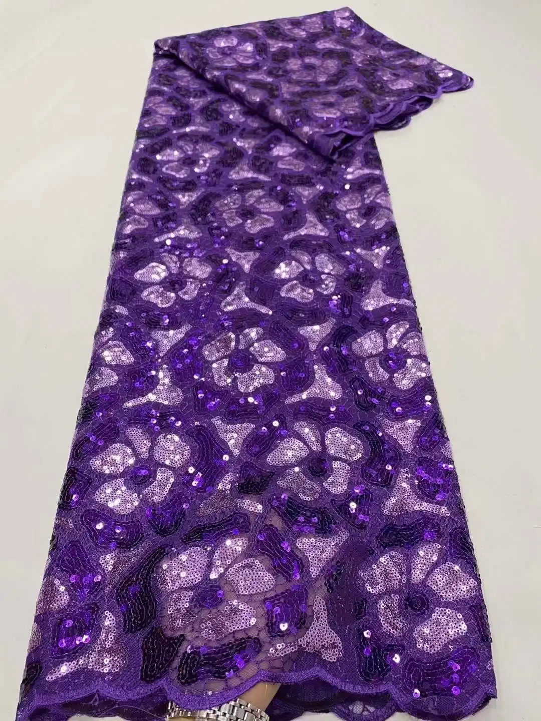 

Африканская сетчатая кружевная ткань с блестками, модель для рукоделия, нигерийская Тюлевая вышивка, юбка для шитья, 5 ярдов, Bpodq