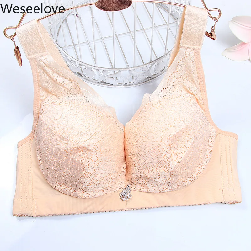 Weseelove Large Size Bras for Women Plus-sized Adjustable Thin Non-Steel Ring Gorge Woman Clothes Anti-Sagging Lingerie X37-4