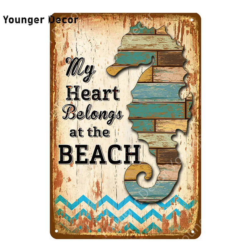 Посетите солнечный пляж знаки Сэл Серфинг Волны серфинг металлическая живопись