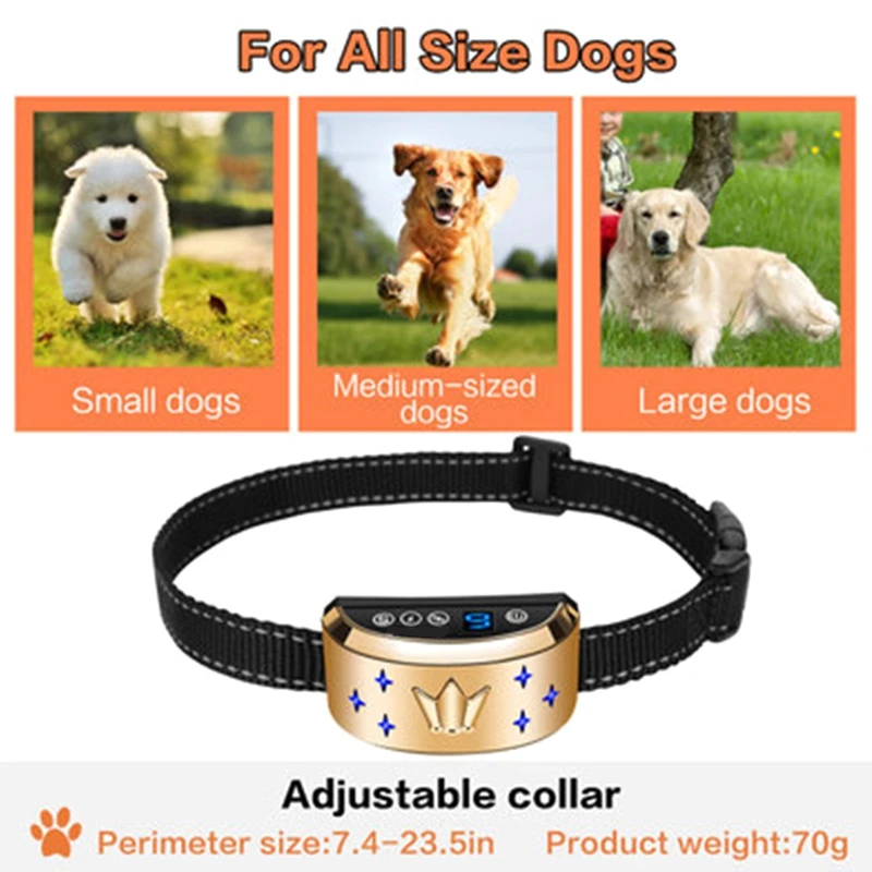 

Bark Collar Vibration Sound Smart Pet Collar Rechargeable Stop Barking Dog Collar Waterproof Dog Training Collars