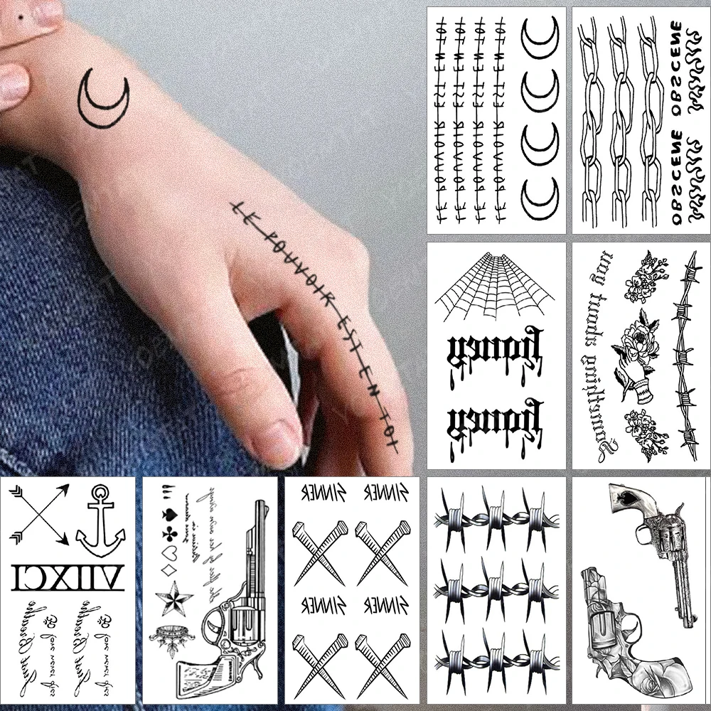 

Waterproof Temporary Tattoo Sticker Small French The Power Is In You Flash Tatoo Moon Wrist Fake Tatto For Body Art Women Men