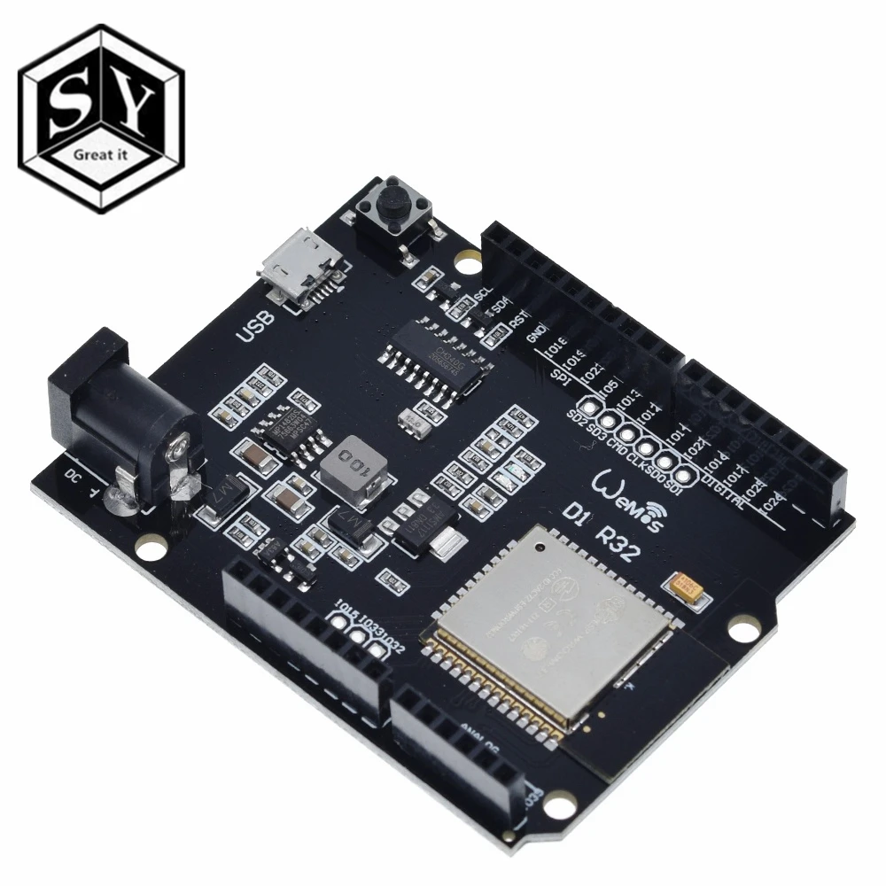 Отлично подходит для Wemos D1 ESP32 ESP 32 Wi Fi Bluetooth 4MB Flash UNO R32 плата модуля CH340 CH340G макетная