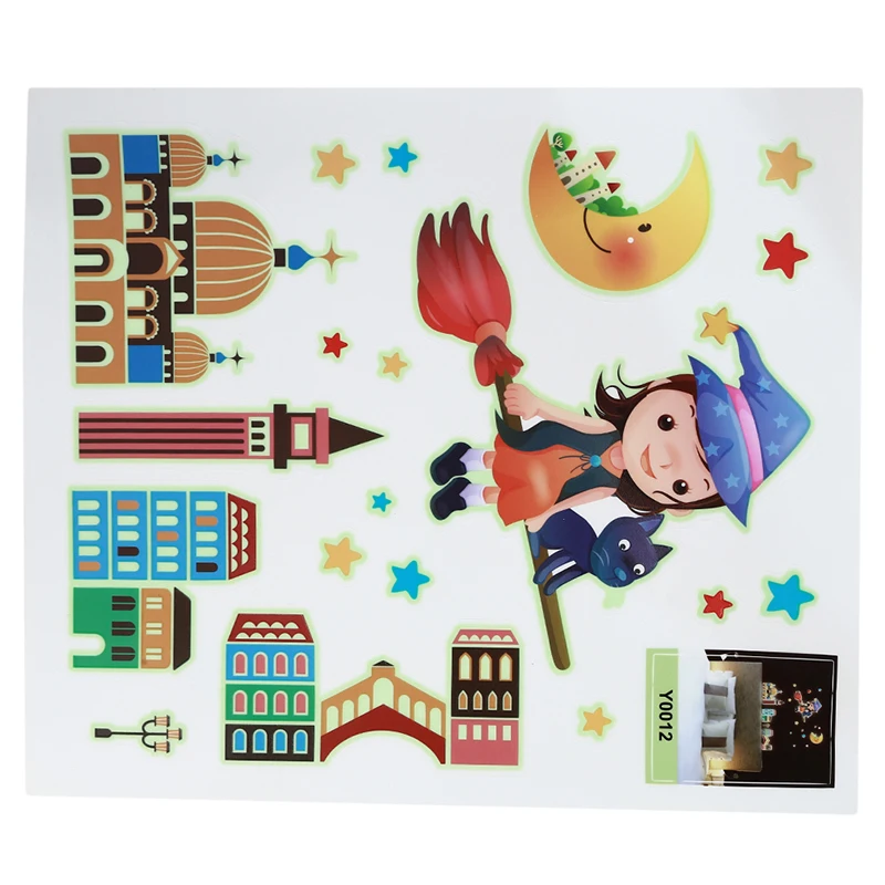 Флуоресцентные наклейки для детской спальни светящиеся звезды ведьма милые