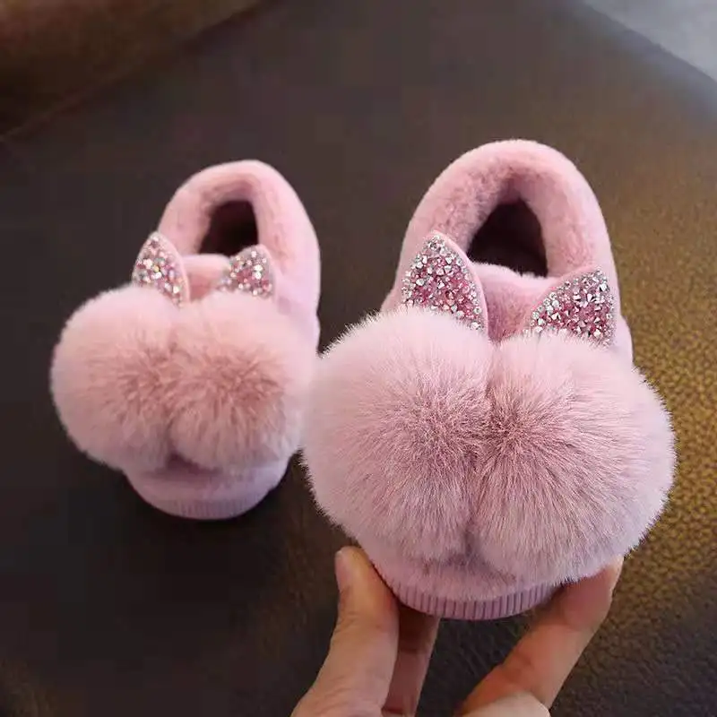 Детские хлопковые тапочки теплые мягкие плюшевые домашняя обувь для маленьких