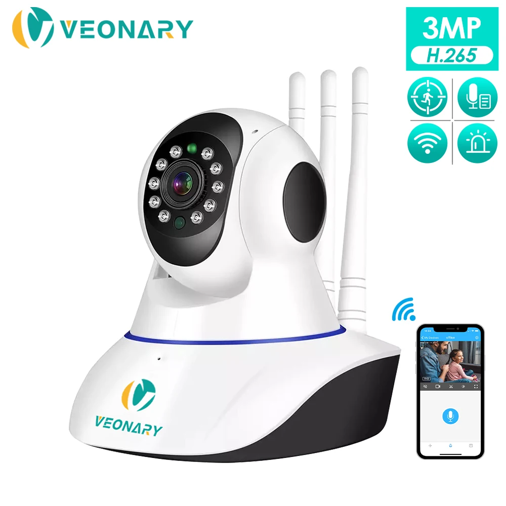 VEONARY AI 1536P 1080 Wi-Fi Беспроводной IP безопасность Камера для домашнего