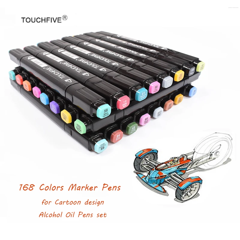TouchFIVE 168 цветов художественные маркеры с двойной головкой графические для спирта