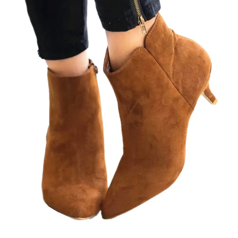 2019 Модные женские кожаные ботильоны на высоком каблуке сезон осень зима