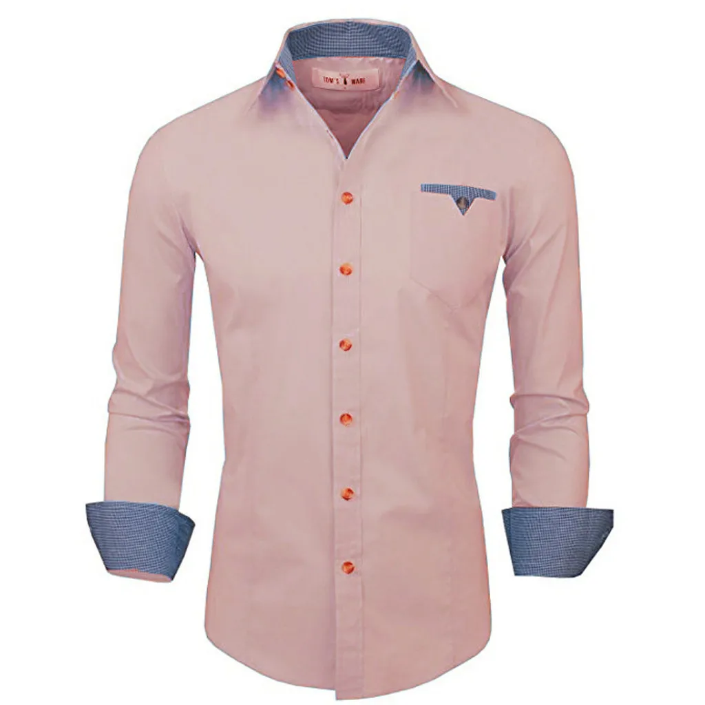 Men's Shirt 2019 Fashion Men Personality New Style stamped Long Sleeve Printed Long-Sleeved Blouse shirt men | Мужская одежда