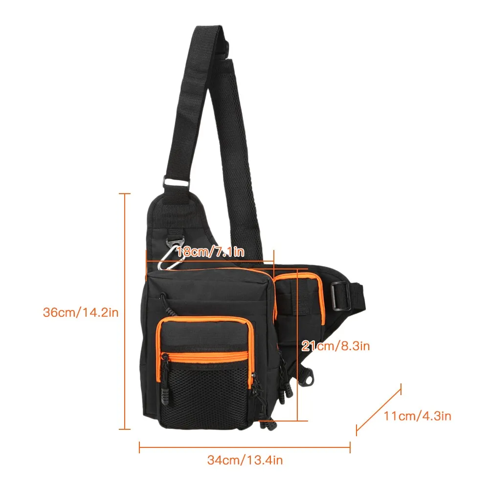 

Water-Resistant Fishing Tackle Bag Sling Pack Outdoor Sports Crossbody Shoulder Bag for Fishing Hiking Traveling