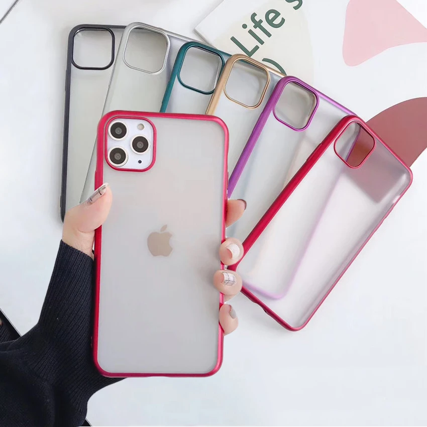 Matte Plating Phone Case For iPhone 7 Plus 6 6s 8 Transparent Back Cover 11 Pro Max X XR XS TPU Soft | Мобильные телефоны и