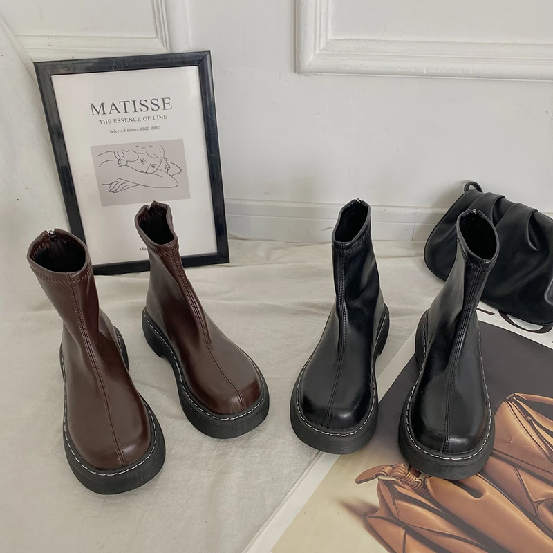 

Женские ботинки в стиле «Лолита», роскошные дизайнерские ботинки с круглым носком, до середины икры, на резиновой подошве, до середины икры, ...