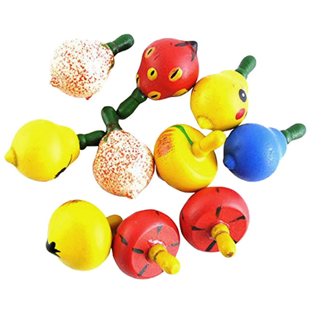 

Heart Fruit Shaped Funny Wooden Gyro Peg-Top Spinning Top Kid Educational Toy