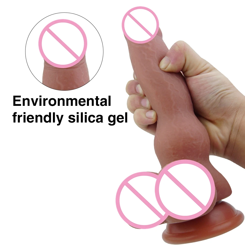 Большой силиконовый фаллоимитатор реалистичный кожный пенис для женщин