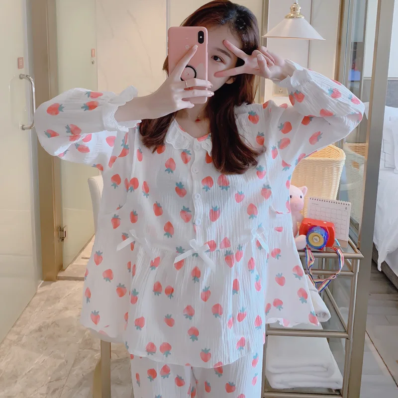 Тонкое газовое хлопковое ночное белье с цветочным рисунком для беременных