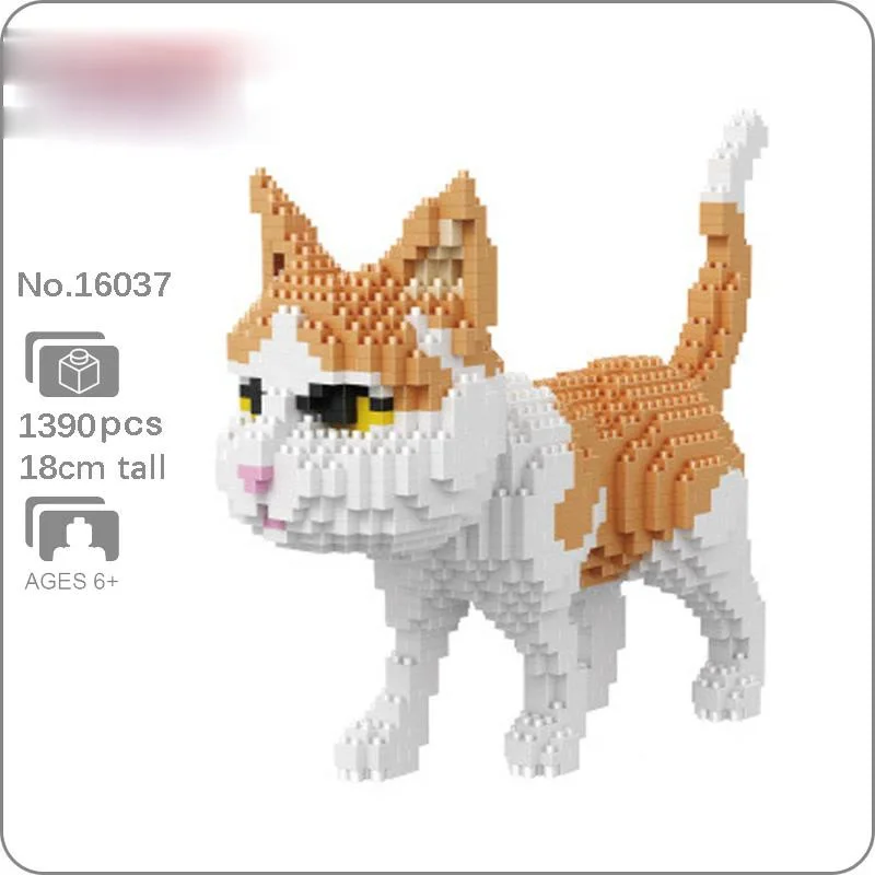 16037 персидская кошка желтая котенка животное домашнее 3D модель DIY Мини Алмазные