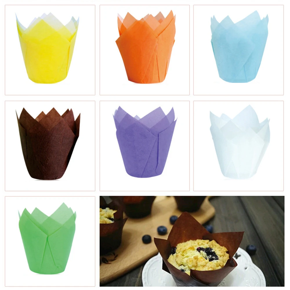 50 шт./компл. инструмент для украшения торта тюльпаны Бумажные Формочки Для