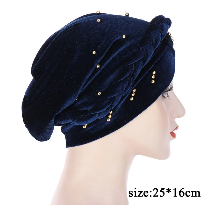 

Ladies Ruffle Solid Color Beanie Turban Wrap Cap Beautiful Head Wearing Turban Hat Cap Women Beading India Hat Muslim Hijabs