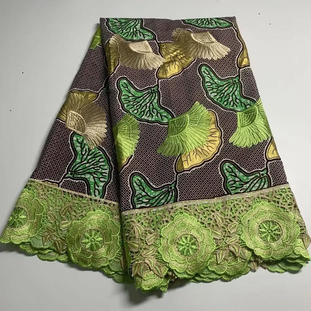 

Latest African Print Wax Fabric 6 Yards Nigerian Real Anakra Batik Cloth With Embroidery Cord Lace For Sewing Dress ZQL19