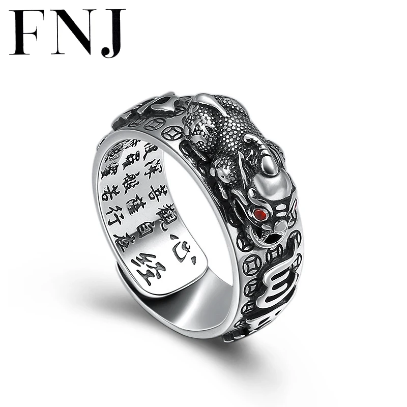 

FNJ 925 Silver Pixiu Ring New Fashion Original S925 Sterling Thai Silver Rings for Women Men Jewelry Adjustable Size Vajra