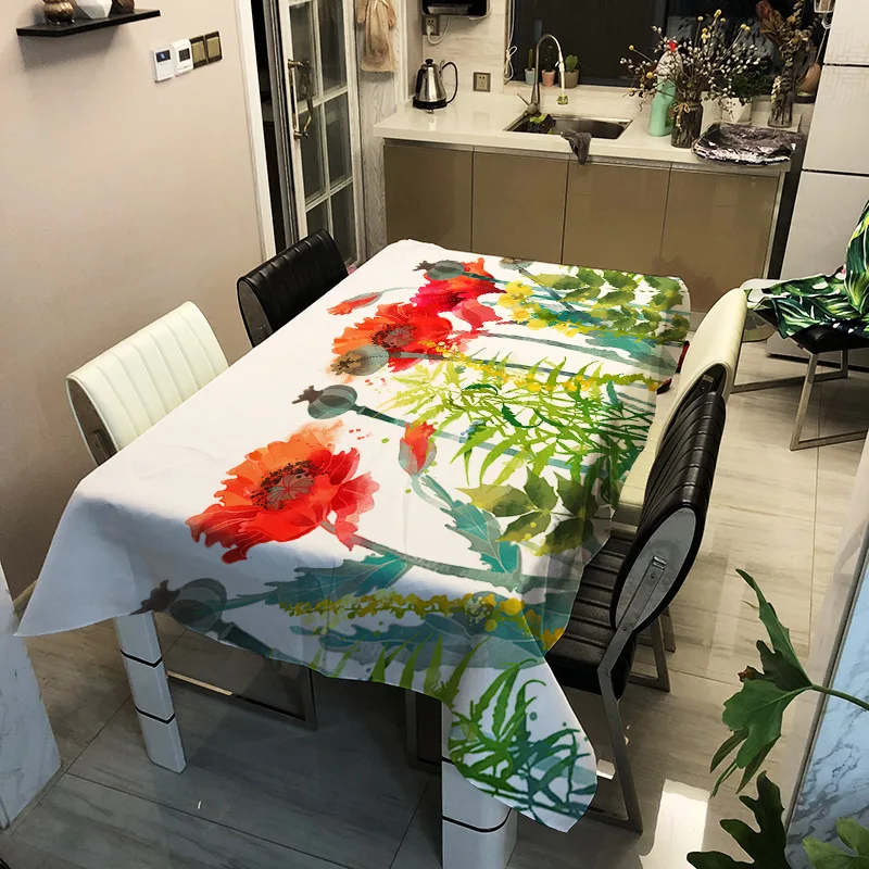 

Modern style waterproof household printing stick figure pattern washable tablecloth