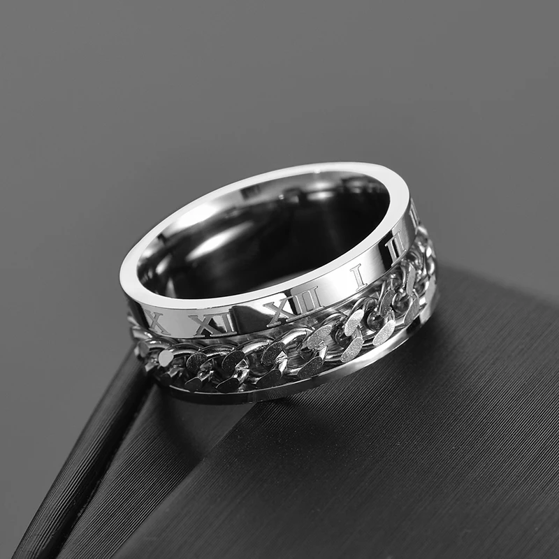 Uzone трендовый 8 мм Спиннер из нержавеющей стали кольцо панк мужские черные синие