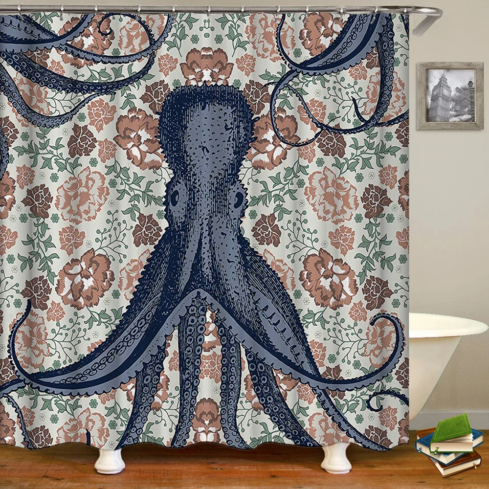 

Шторы для душа с 3d рисунком осьминога, водонепроницаемые тканевые занавески для ванной, декоративный экран для ванной, большой размер 240x180