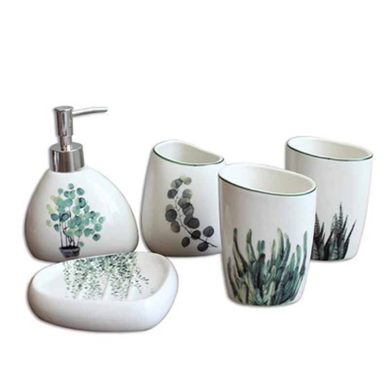 5 deli set bathroom Nordic ceramic accessory lotion bottle toothbrush holder soap dispenser home decoration | Дом и сад