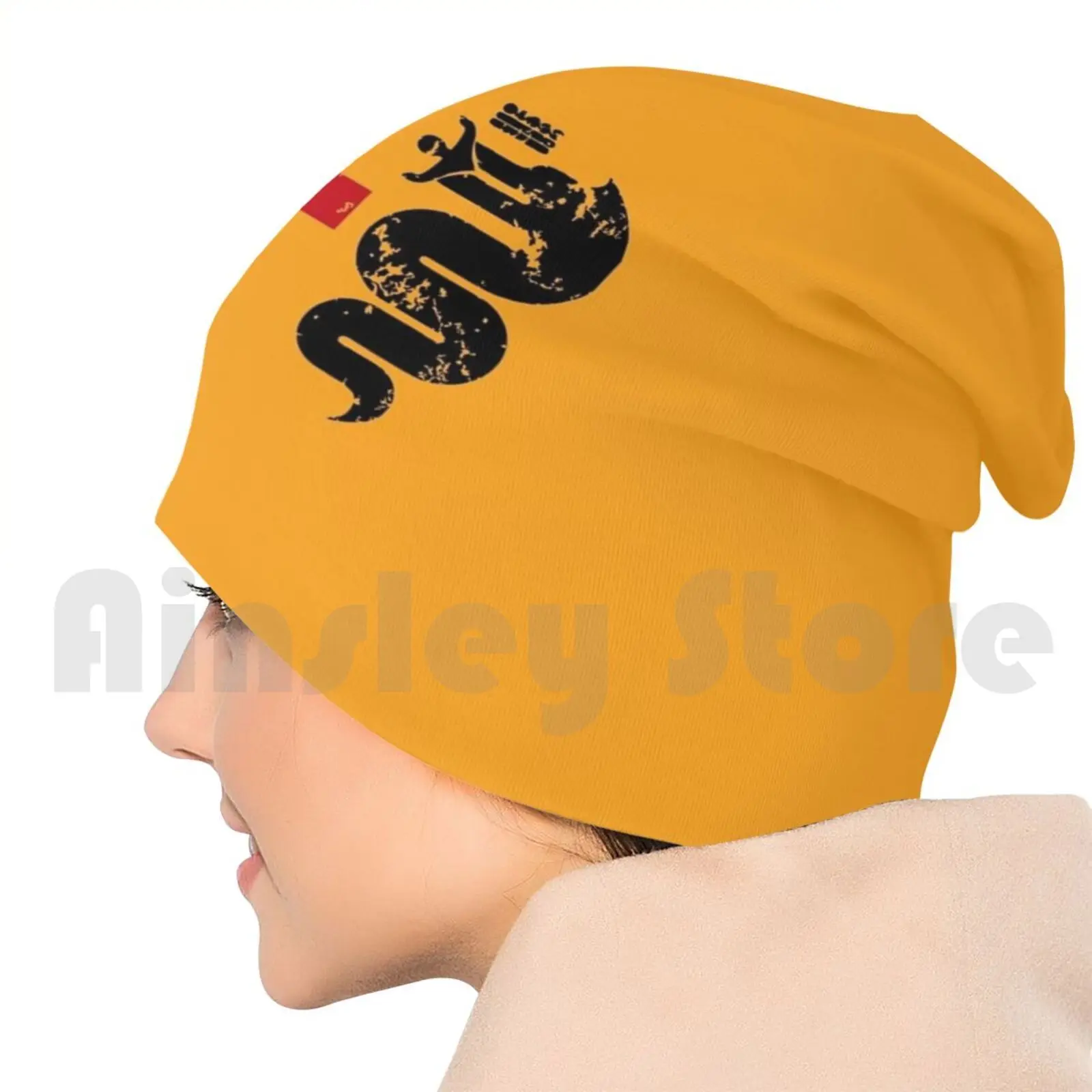 Трикотажная Шапка-бини Alfa шапка в стиле хип-хоп со скидкой с рисунком черной