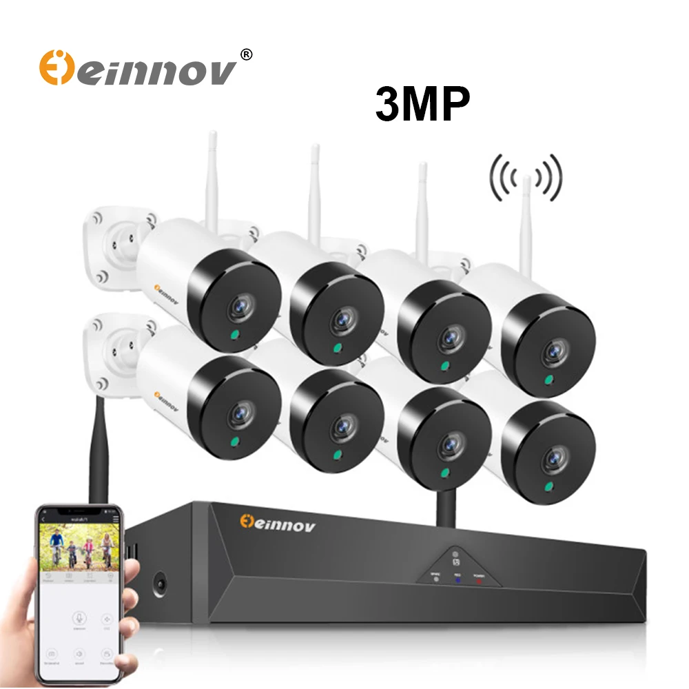 Einnov 8CH NVR 3MP IP камера открытый видео Wifi комплект видеонаблюдения аудио