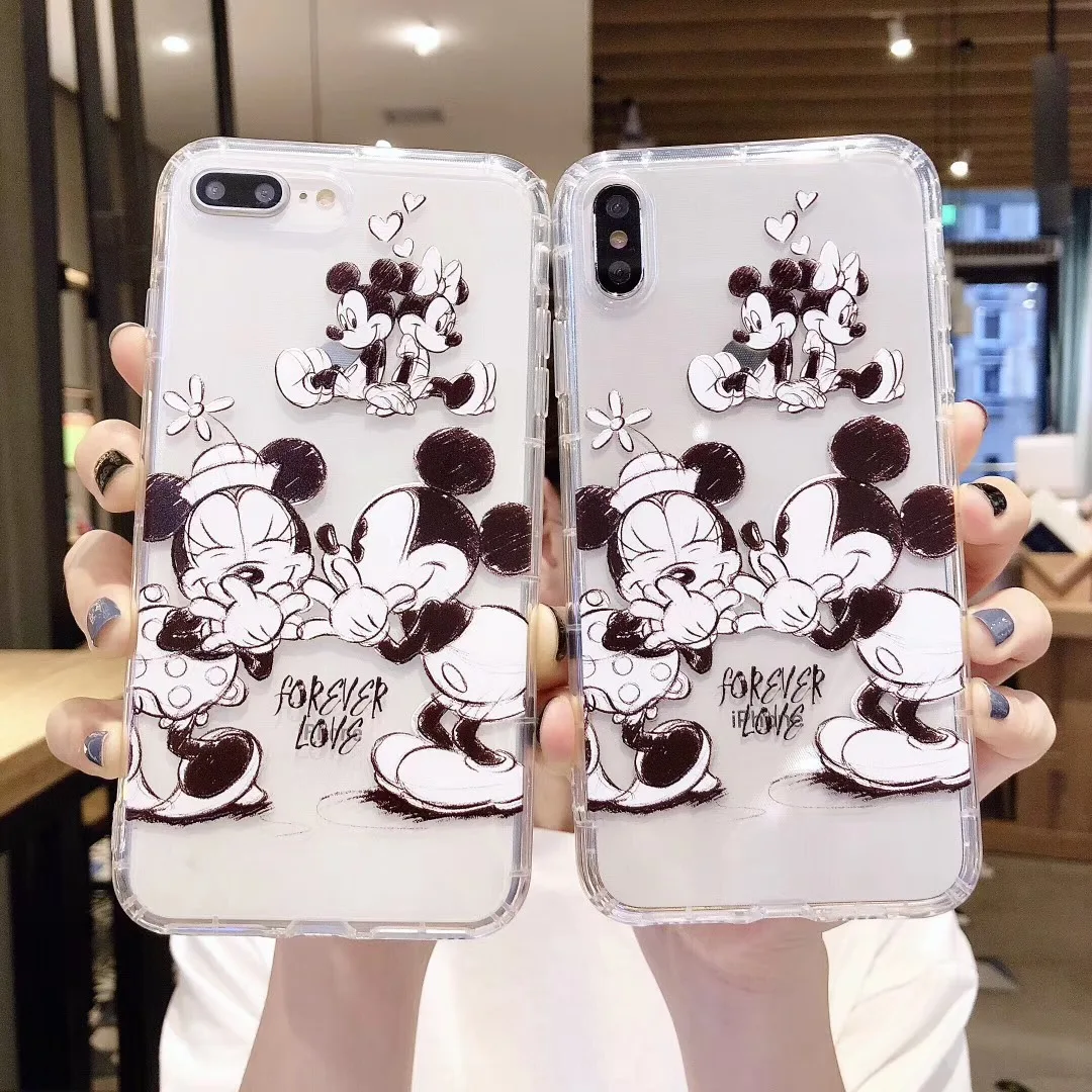 Cartoon classic anime Disneys Minnie Mickey couple phone case for iphone Xs MAX XR X 6 6s 7 8 plus Funny pattern TPU back cover |