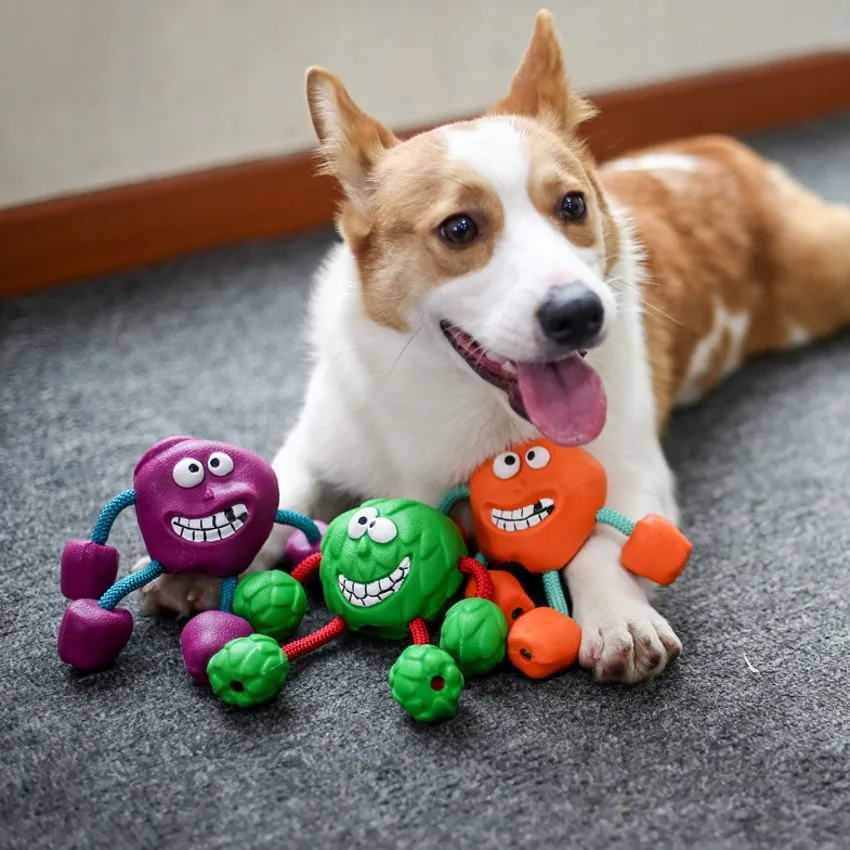 

Резиновая игрушка-пищалка для собак, интерактивные игрушки для жевания домашних животных с молочным вкусом, прочная тренировочная веревка для чистки зубов, товары для больших собак