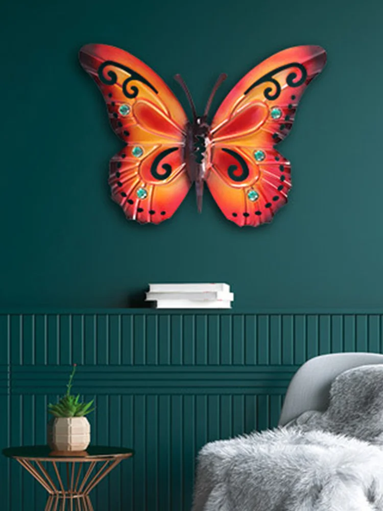 

1* Butterfly Hanging Garden Wall Art Ornament Indoor Or Outdoor Decoration Point Drill Butterfly Creative Livingroom Metal