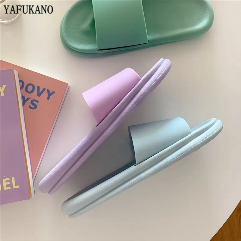 

2021 New Simple Fashion Women Slippers Thick-Sole Couples Indoor Home Bathroom Non-Slip Soft Slides Girl Cute Sandals 36-45