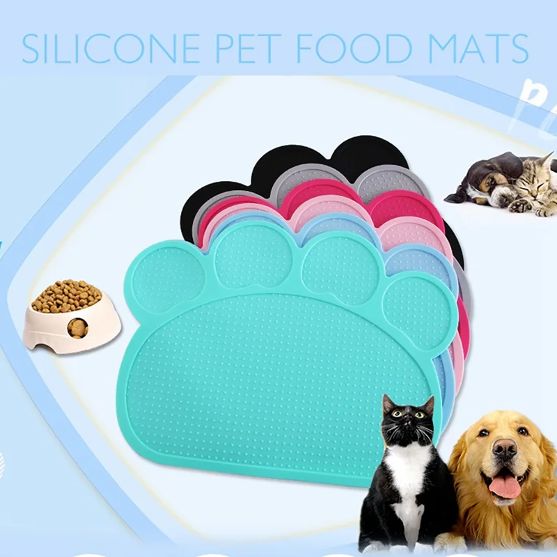 Водонепроницаемый коврик для питомцев однотонный силиконовый миска кормления