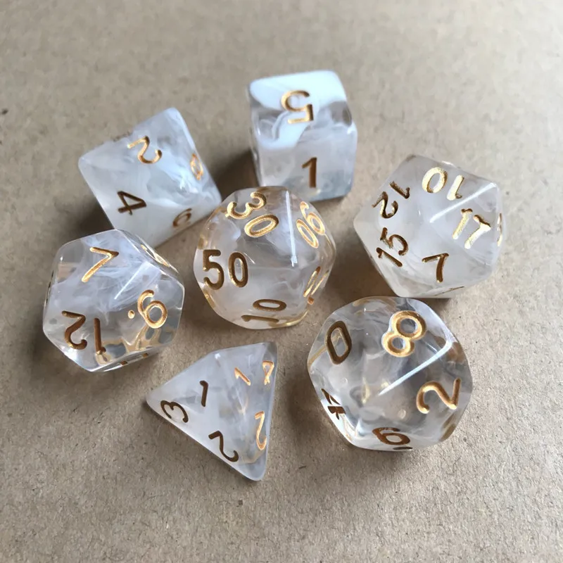 7 шт./компл. 4 цвета многогранные кости d &amp d4 d6 d8 d10 % d12 d20 TRPG игры Набор Игральный