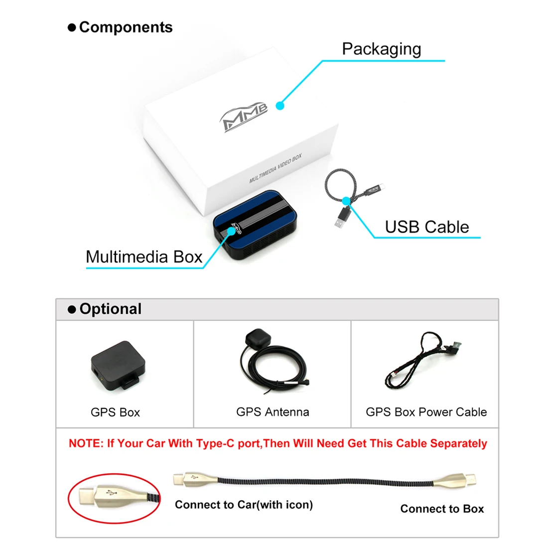

MMB Carplay Ai Box 4+32G For Cadillac ATS L XTS XT4 XT5 CT6 Plug In escalade Android iOS Mirroring Video Navigation Accessories