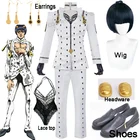 Туфли для косплея невероятные приключения Джоджо Бруно букшиатти, парик, ботинки, мужская и женская черная одежда, роаль плей, золотые головные уборы, кружевной топ в комплекте