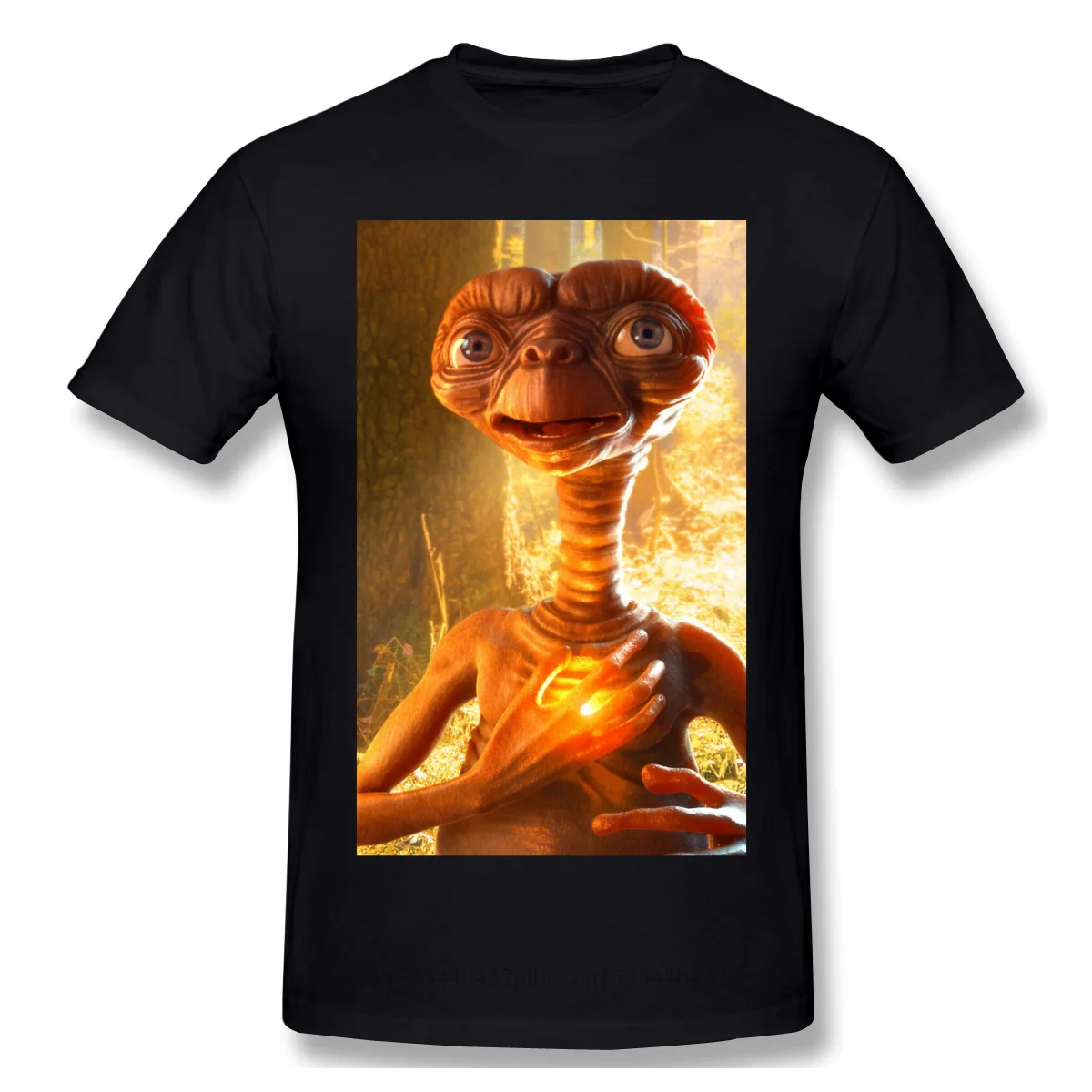 

ET Black T Shirt E T the Extra Terrestrial Elliott Sci-Fi Family Movie Homme T-Shirt Tees Pure Oversized Short Sleeve