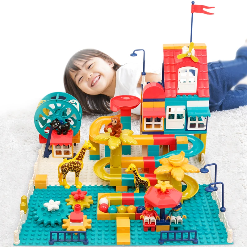 Beiens Building Block Toys for Children 178PCS Marble Race Run DIY Blocks Ball Maze Track Brick Kids Educational Toy Indoor Game | Игрушки и