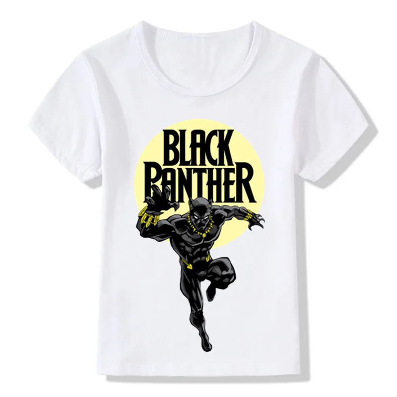 Детская модная футболка с черной пантерой забавные летние топы для мальчиков и