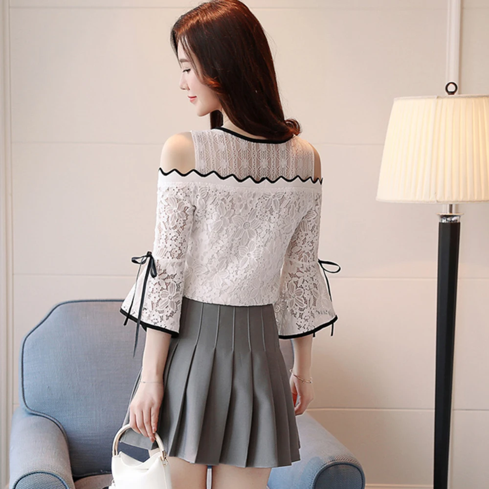 Осеннее Новое поступление женские Сексуальные Вязаные кружевные цветочные топы