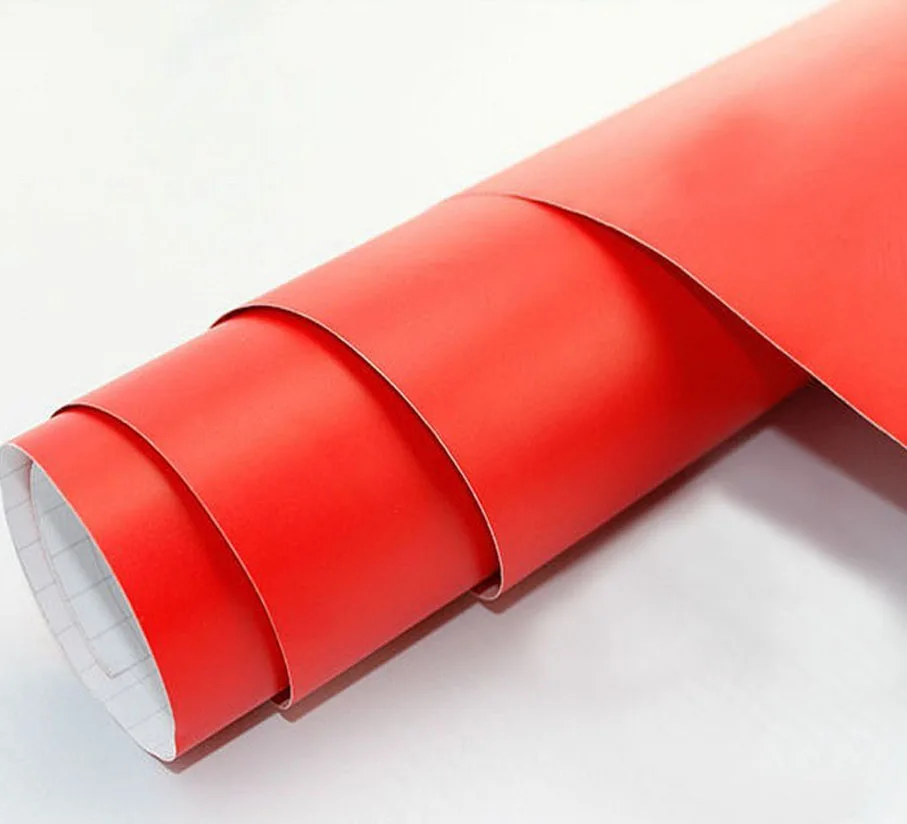 Матовая красная виниловая наклейка с воздушным дренажом пленка для украшения