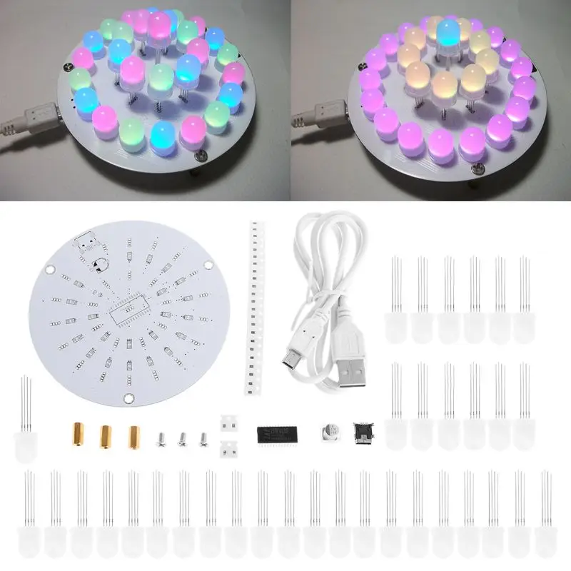 

1PC DIY Kit Touch Control RGB LED Aurora Tower Light Cube 51 SCM Electronic Diy Kits