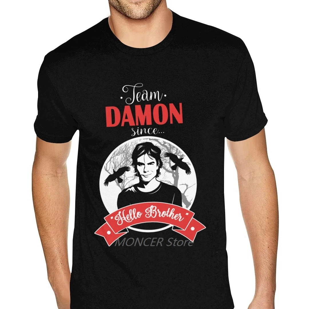 

Tall Size Damon Salvatore The Diaries TV Show Shirt Men Simple Fashion Short Sleeve Round Neck Classic -Shirt
