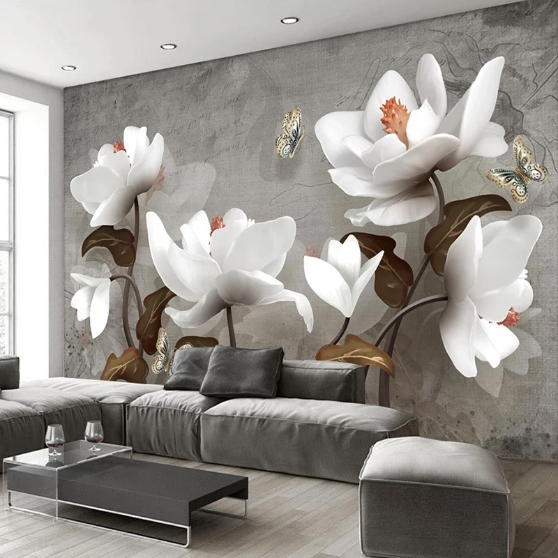 Пользовательские 3D фотообои с цветочным рисунком в стиле ретро современные обои
