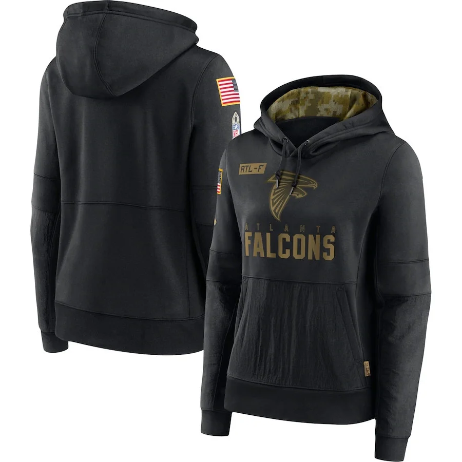 

Atlanta WOMEN Sweatshirt Falcons 2020 Salute to Service Sideline Performance Pullover football Hoodie S-3XL