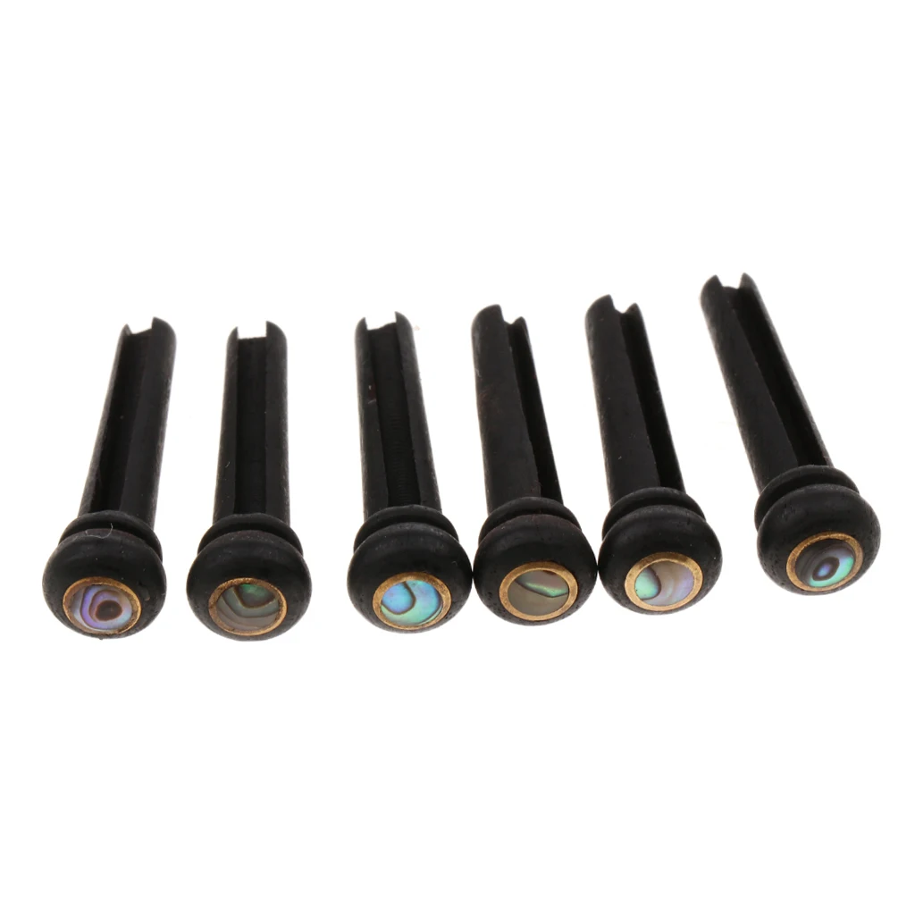 

Abalone Dot Guitar Bridge End Pin Set For Acoustic Guitar Instruments Replacement Accessory Pack of 6 Black