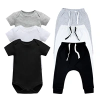 infant newborn baby girl boy spring autumn solid clothes sets long sleeve bodysuits elastic pants 2pcs outfits