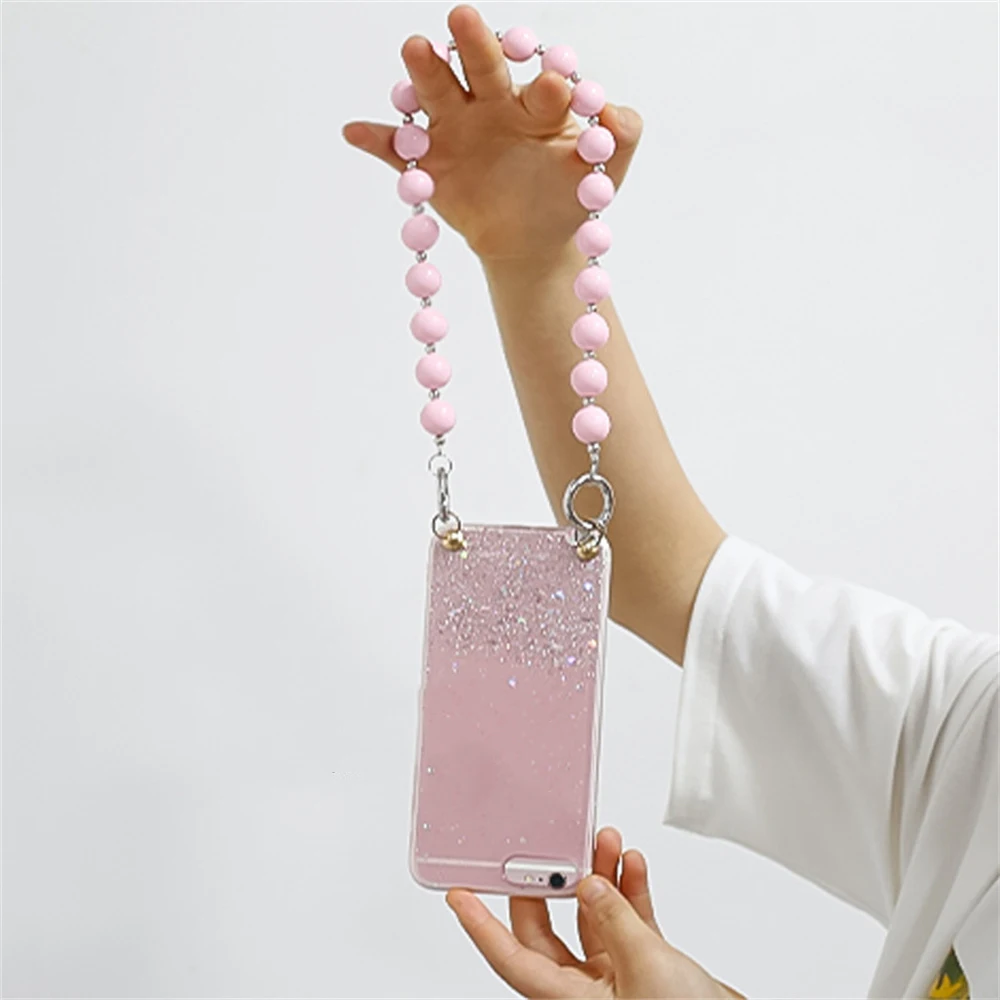 

2021 New Mobile Phone Strap Lanyard Colorful Bead Chain Soft Pottery Rope For Cell Phone Case Hanging Cord Jewelry Accessories